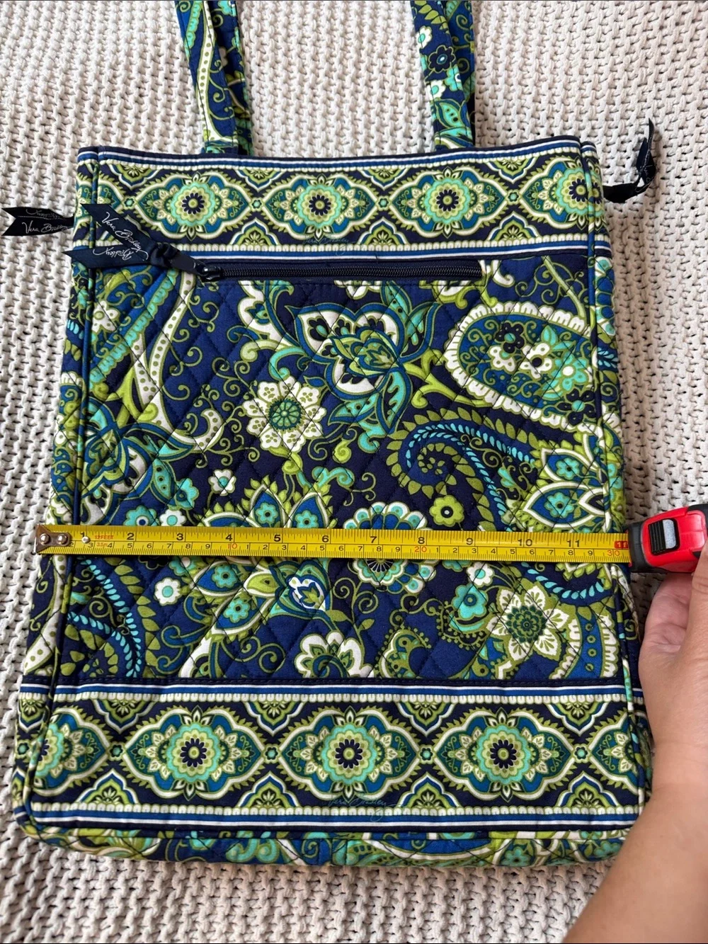 Vera Bradley Navy, Green & Teal Quilted Laptop Tote